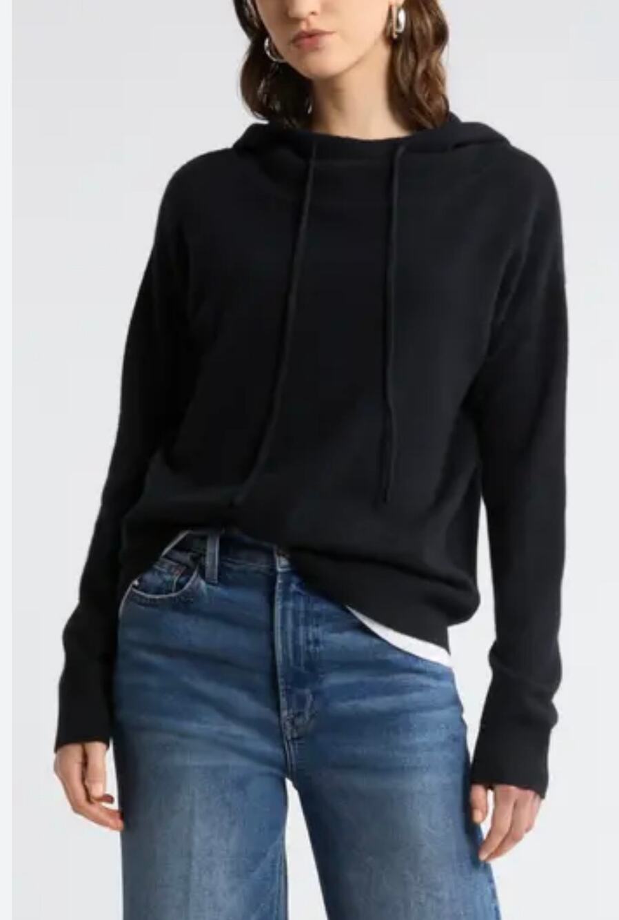 Nordstrom Black Cashmere Blend Hoodie - Women's Small (New)